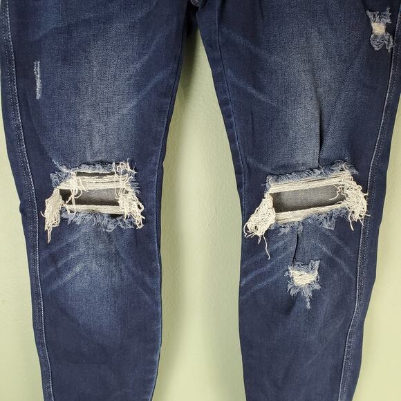 Kancan Womens Skinny Curvy High Rise Distressed Frayed Hem Jeans Size 30 - Picture 5 of 7